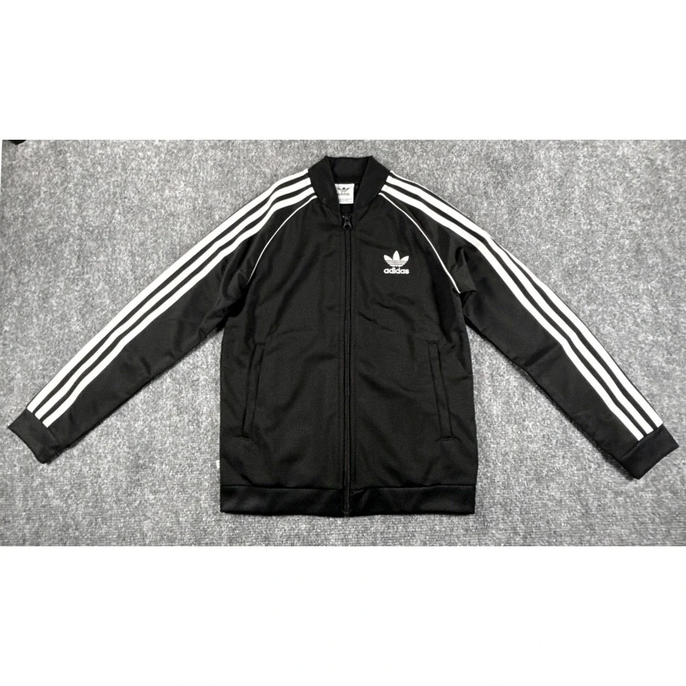 Adidas Originals SST Track Jacket Youth Small 9-10 Yrs Black White Full Zip NWT